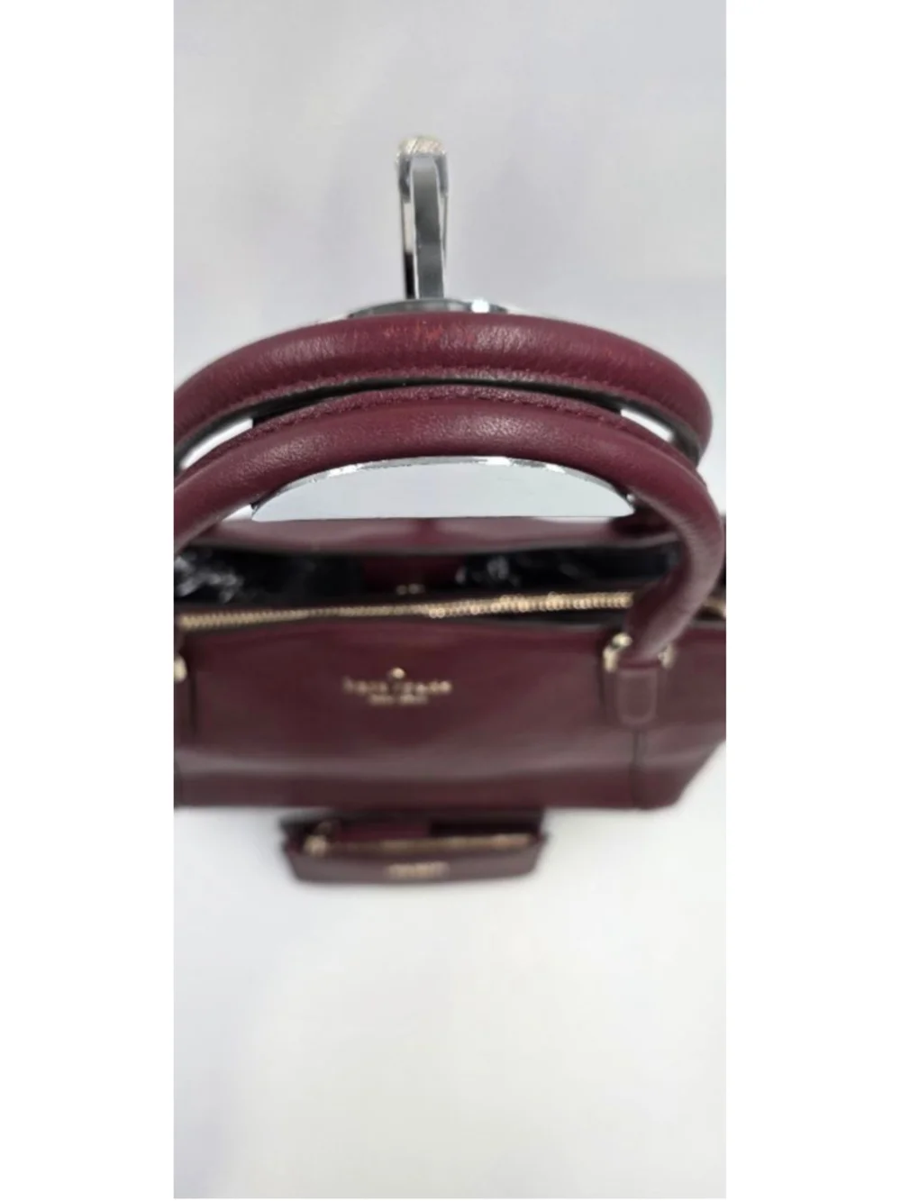 Kate Spade Jackson Deep Cherrywood Satchel Purse with matching Wallet